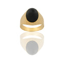 Anello Oro Giallo Oro 18 carati Uomo Scudo Ovale Pietra Onice