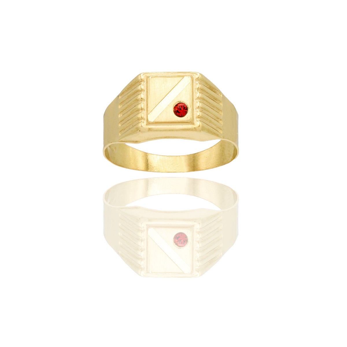 Anelli Oro Giallo Microfusione  Zircone Rosso Spessore gambo mm. 2,5