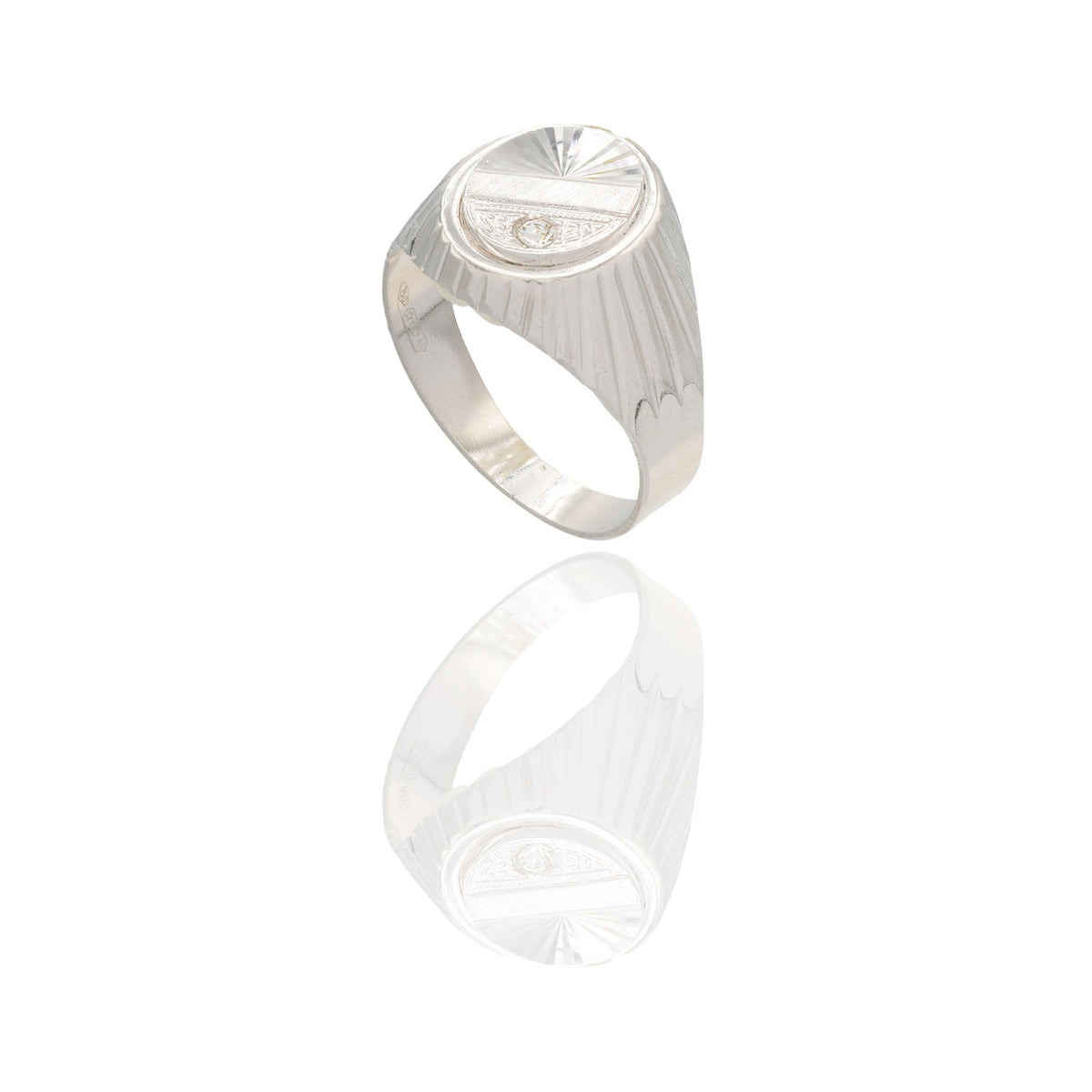 Anelli Oro Bianco Microfusione  Zircone Bianco Spessore Gambo mm. 3,6