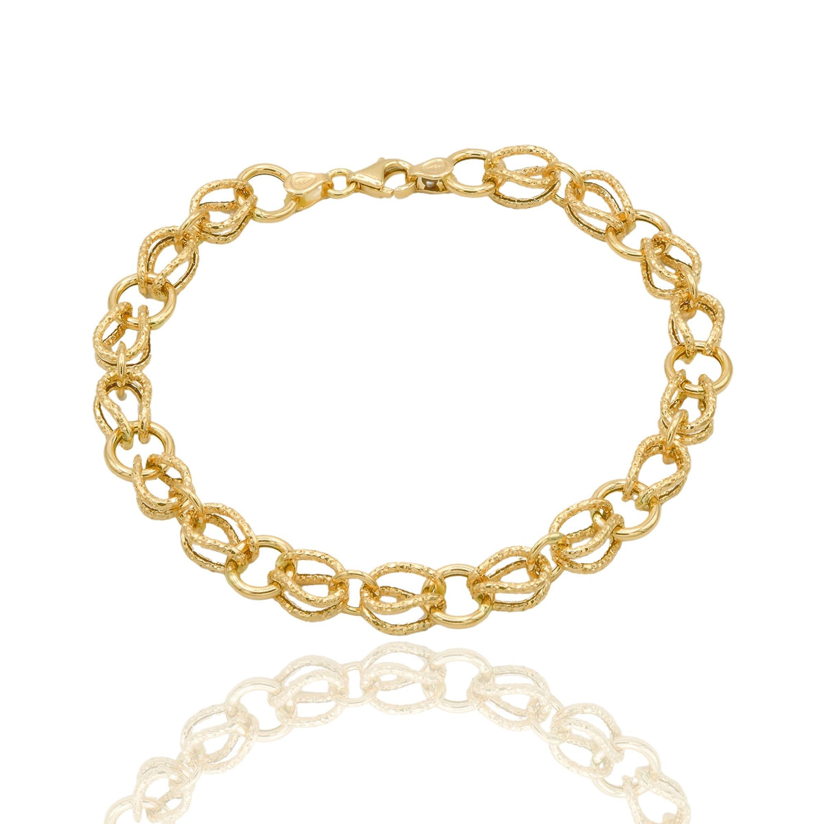 Bracciale Oro Giallo Oro 18 carati Maglie Alternate Tonde E Ovali Solo Oro cm. 20,5