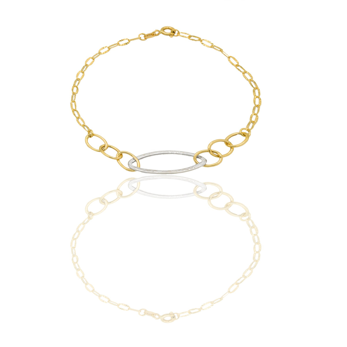 Bracciali Oro Giallo Oro Bianco Oro 18 carati maglie fantasia Solo oro 19,5cm x 1cm
