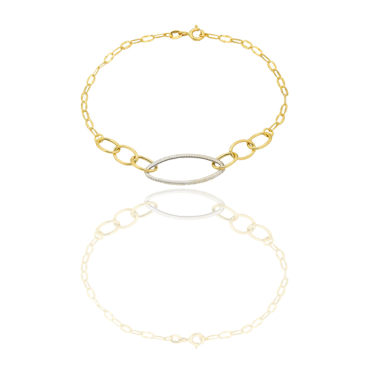 Bracciali Oro Giallo Oro Bianco Oro 18 carati maglie fantasia Solo oro 19,5cm x 1cm