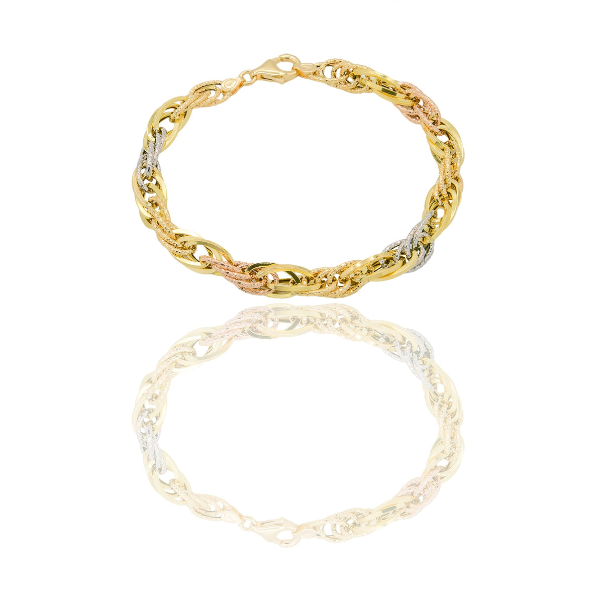 Bracciali Oro Giallo Oro Bianco, Oro Rosa Oro 18 carati maglie fantasia Solo oro 20cm x 0,6cm