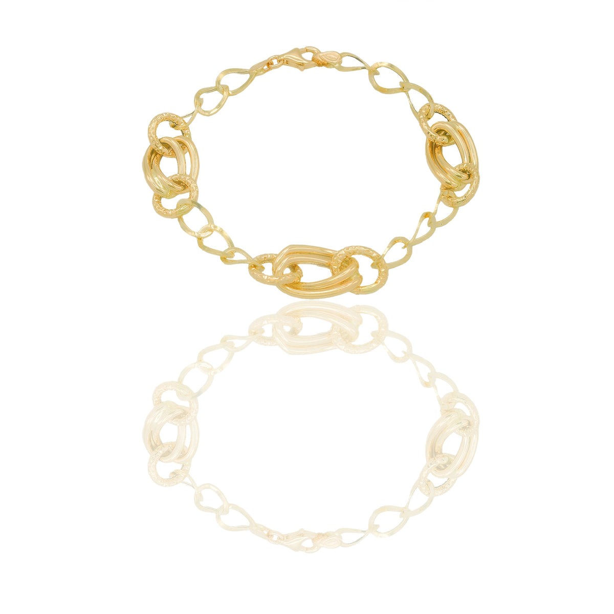 Bracciali Oro Giallo Oro 18 carati maglie fantasia Solo oro 19,5 cm x 1,1cm