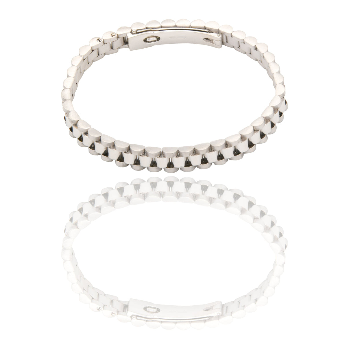 Bracciali Oro Bianco Oro 18 carati Maglia president Solo Oro spessore 8mm