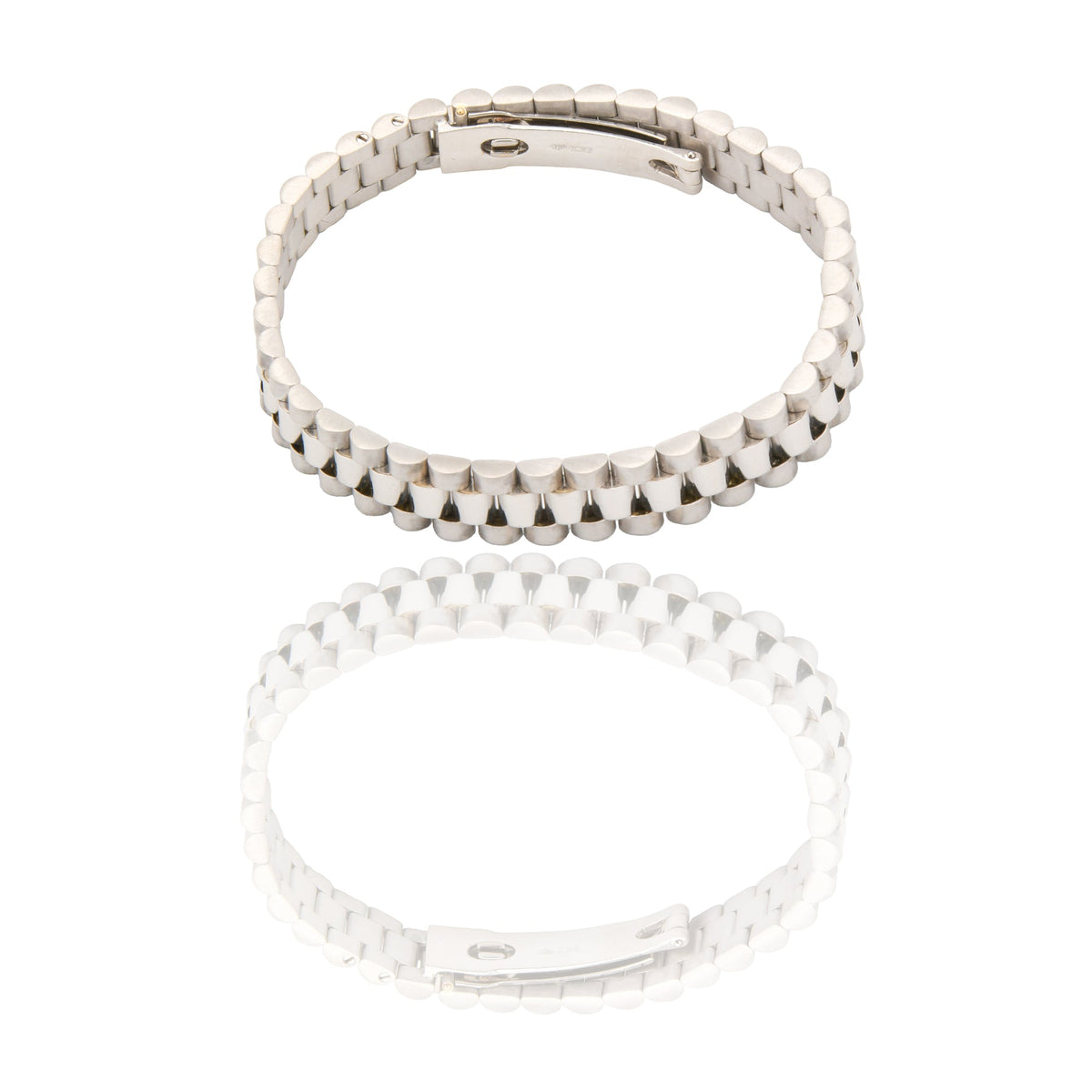 Bracciali Oro Bianco Oro 18 carati Maglia president Solo Oro spessore 10mm