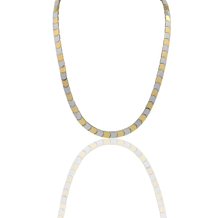 Collana Oro Giallo, Oro Bianco Oro 18 carati Piatta Semirigida  Solo Oro 