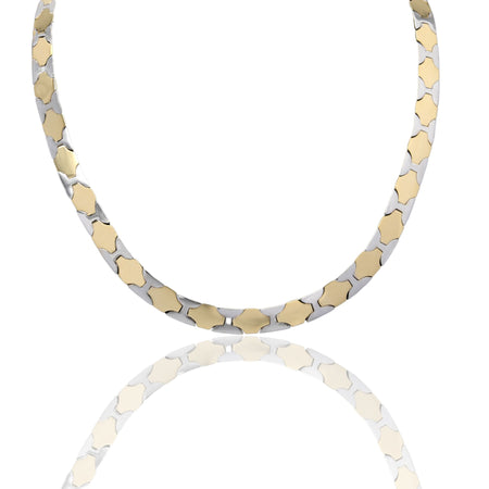 Collana Oro Giallo, Oro Bianco Oro 18 carati Piatta Semirigida  Solo Oro 
