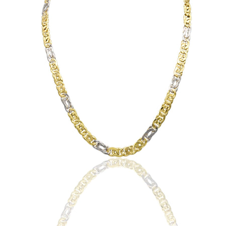 Collana Oro Giallo, Oro Bianco Oro 18 carati Maglie Intrecciate Solo Oro cm.50