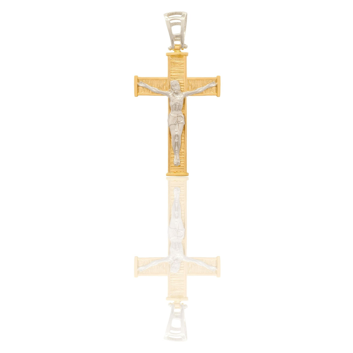 Ciondolo Oro Giallo, Oro Bianco Oro 18 carati Croce Squadrata  Cristo  Solo Oro 