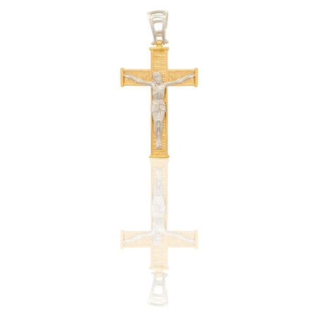 Ciondolo Oro Giallo, Oro Bianco Oro 18 carati Croce Squadrata  Cristo  Solo Oro 