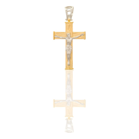 Ciondolo Oro Giallo, Oro Bianco Oro 18 carati Croce Squadrata  Cristo  Solo Oro 