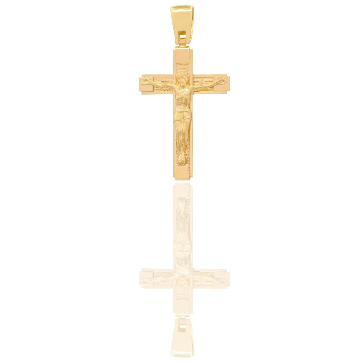 Ciondolo Oro Giallo Oro 18 carati Croce Squadrata  Cristo E Greca  Solo Oro