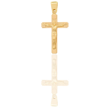 Ciondolo Oro Giallo Oro 18 carati Croce Squadrata  Cristo E Greca  Solo Oro