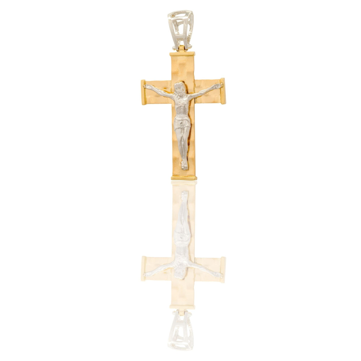 Ciondolo Oro Giallo, Oro Bianco Oro 18 carati Croce Squadrata  Cristo  Solo Oro 