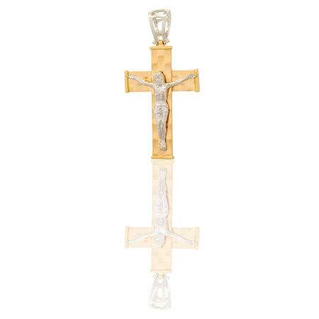 Ciondolo Oro Giallo, Oro Bianco Oro 18 carati Croce Squadrata  Cristo  Solo Oro 