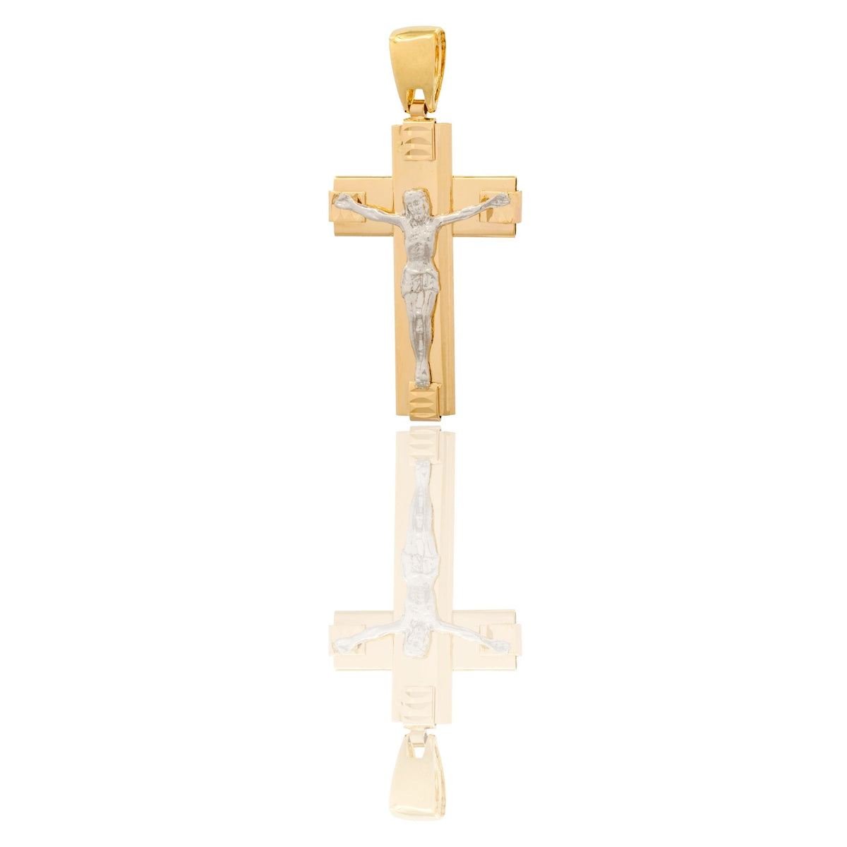 Ciondolo Oro Giallo, Oro Bianco Oro 18 carati Croce Squadrata  Cristo  Solo Oro 