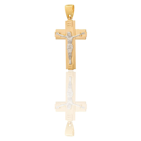 Ciondolo Oro Giallo, Oro Bianco Oro 18 carati Croce Squadrata  Cristo  Solo Oro 