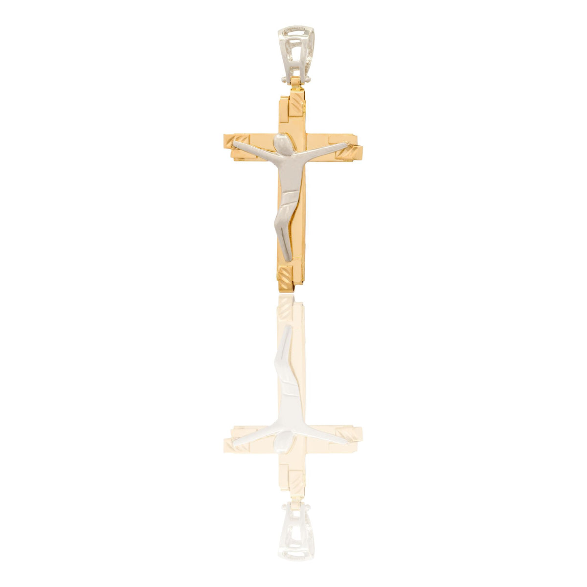 Ciondolo Oro Giallo, Oro Bianco Oro 18 carati Croce Squadrata  Cristo  Solo Oro 