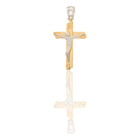 Ciondolo Oro Giallo, Oro Bianco Oro 18 carati Croce Squadrata  Cristo  Solo Oro 