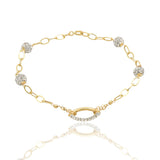 BRACCIALE DONNA MAGLIA MORBIDA CON OVALE E SFERE
