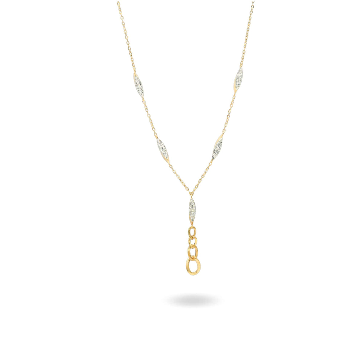 Collana Oro Giallo Oro 18 carati Catena Con  Elementi Zirconati Zirconi Bianchi
