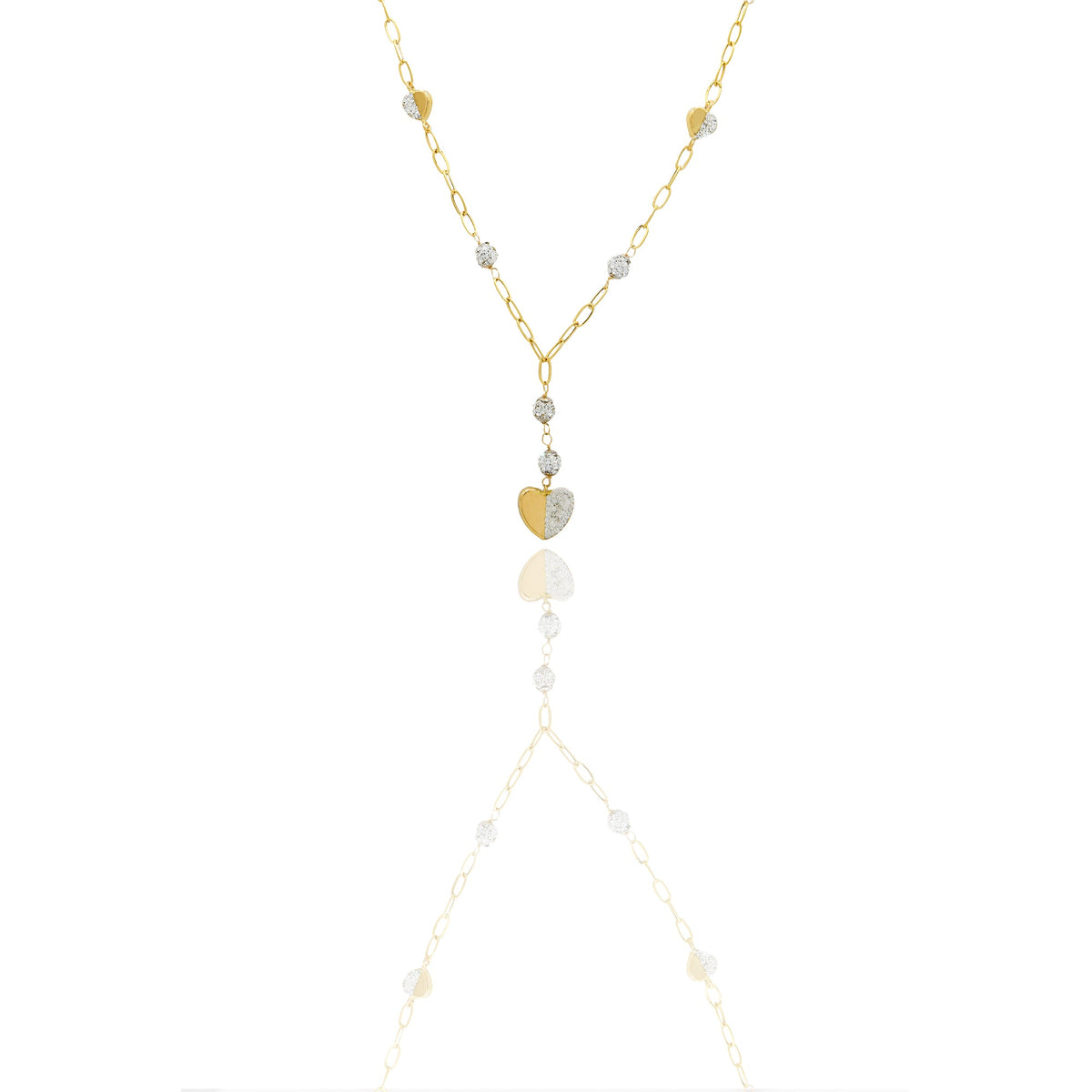 collana Oro Giallo Catena vuota, Stampato  Zirconi Bianchi Cm. 45