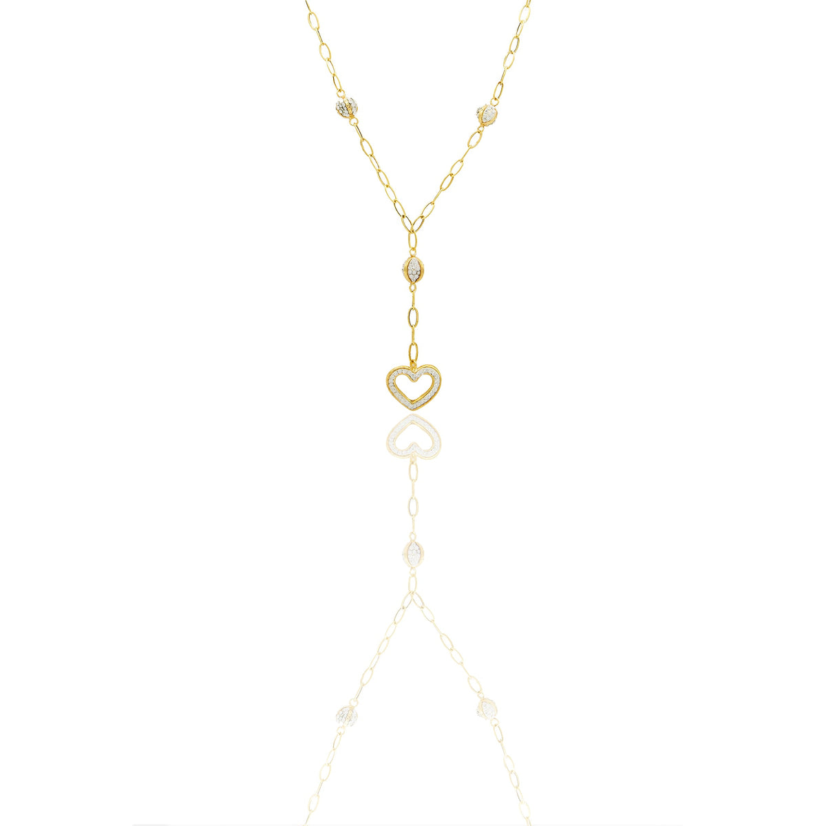collana Oro Giallo Catena vuota, Stampato  Zirconi Bianchi Cm. 45