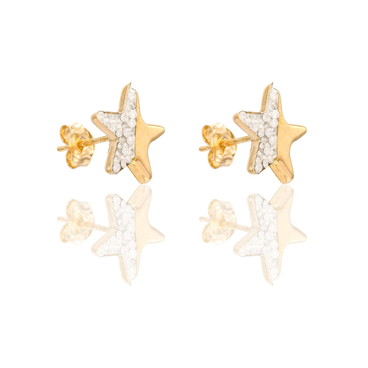 ORECCHINI DONNA STELLA META' LUCIDI META' ZIRCONATI