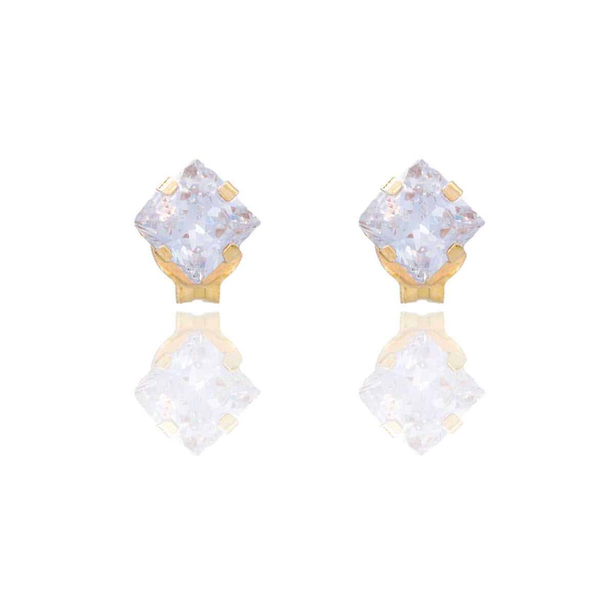 Orecchini Oro Giallo Oro 18 carati Punto Luce 4 Griffe Zircone Bianco