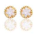Orecchini Oro Giallo Oro 18 carati Punto Luce Contorno Pallinato Zircone Bianco