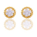 Orecchini Oro Giallo Oro 18 carati Punto Luce Contorno Pallinato Zircone Bianco