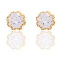 Orecchini Oro Giallo Oro 18 carati Punto Luce Contorno Fiore Zircone Bianco mis.2