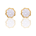 Orecchini Oro Giallo Oro 18 carati Punto Luce Contorno Fiore Zircone Bianco mis.1
