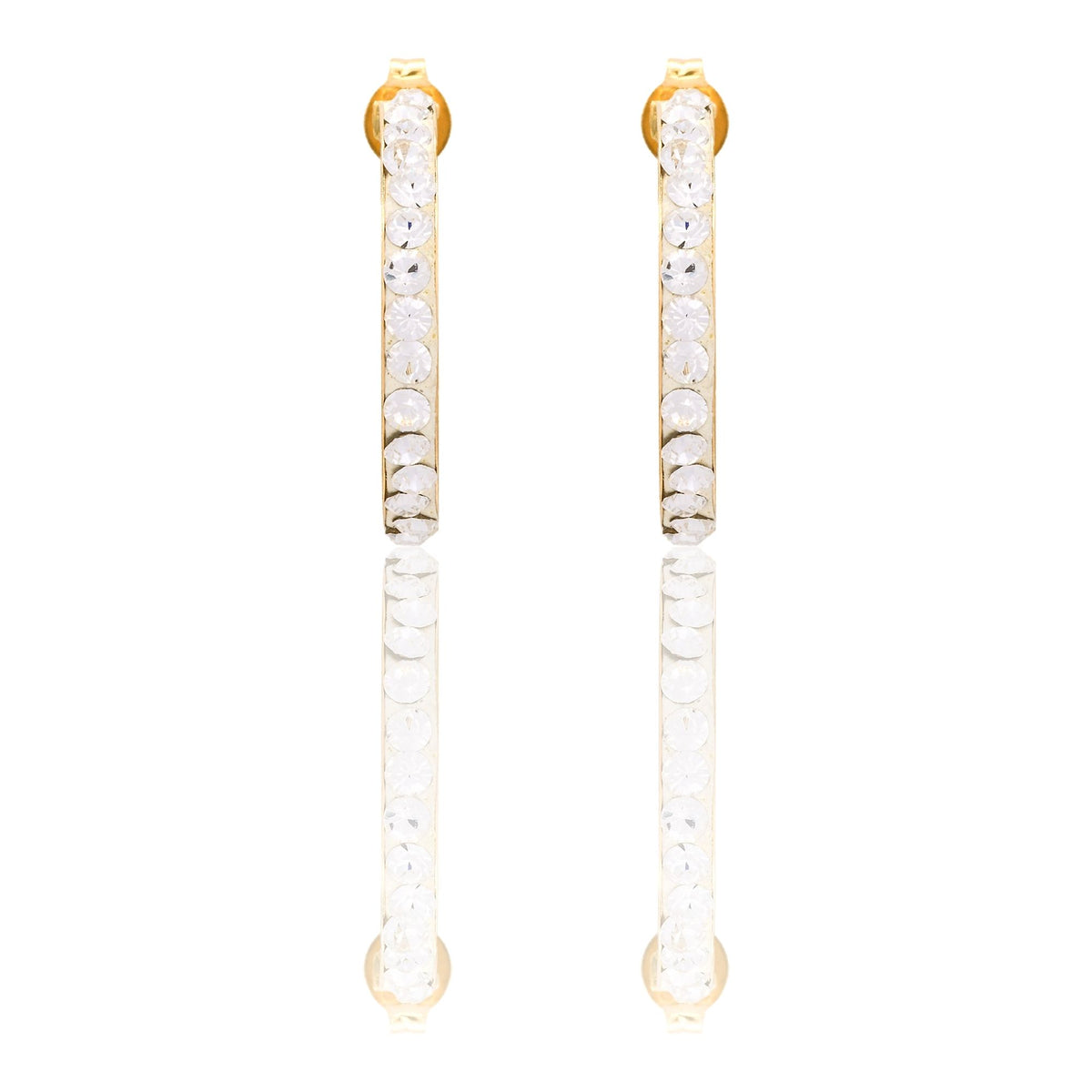 Orecchini Oro Giallo Oro 18 carati Cerchio pavè Zirconi Bianchi cm. 2 spessore mm 2