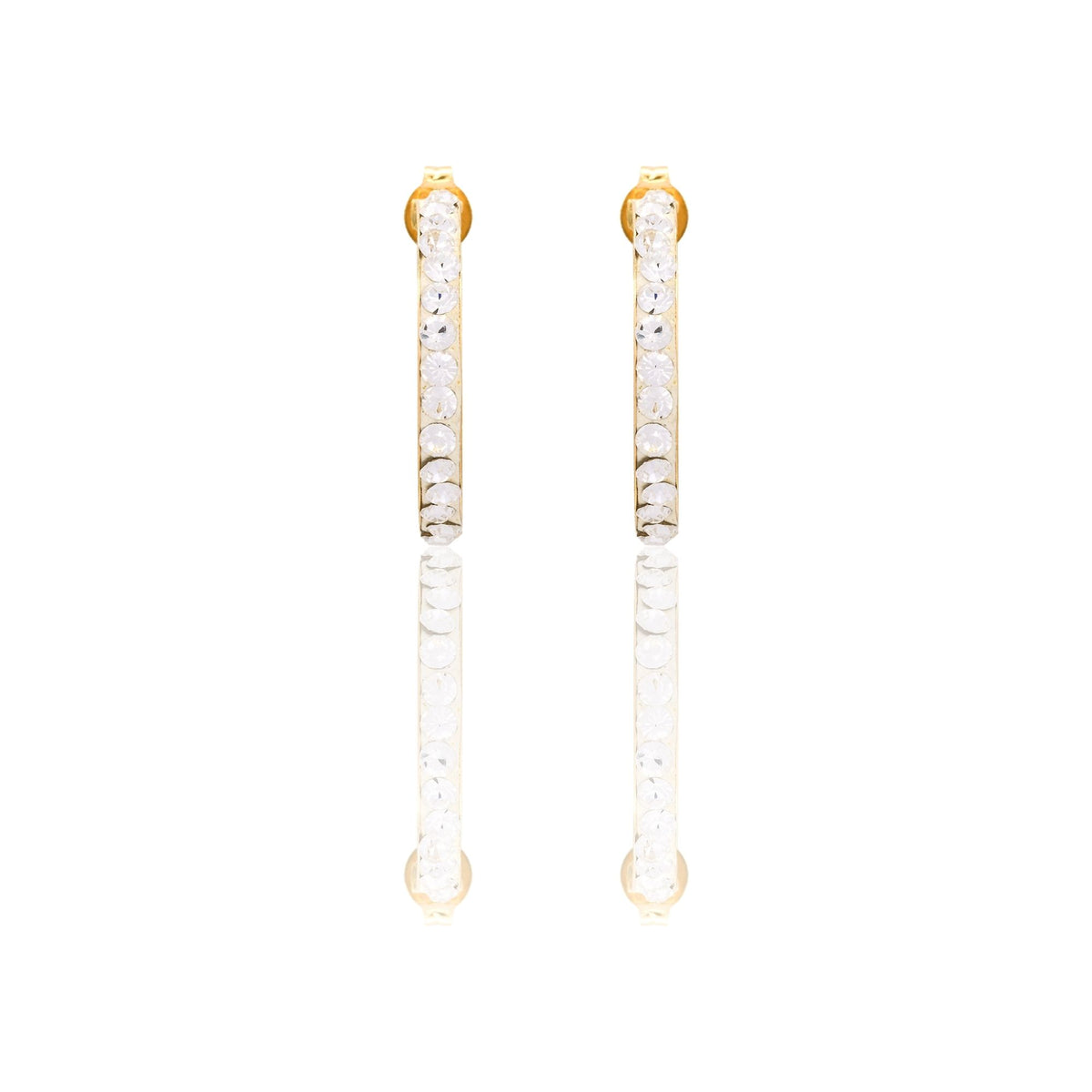 Orecchini Oro Giallo Oro 18 carati Cerchio pavè Zirconi Bianchi cm. 1 spessore mm 2
