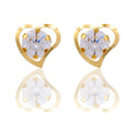 Orecchini Oro Giallo Oro 18 carati Punto Luce Contorno Cuore Zircone Bianco