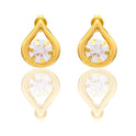 Orecchini Oro Giallo Oro 18 carati Punto Luce Contorno Goccia Zircone Bianco