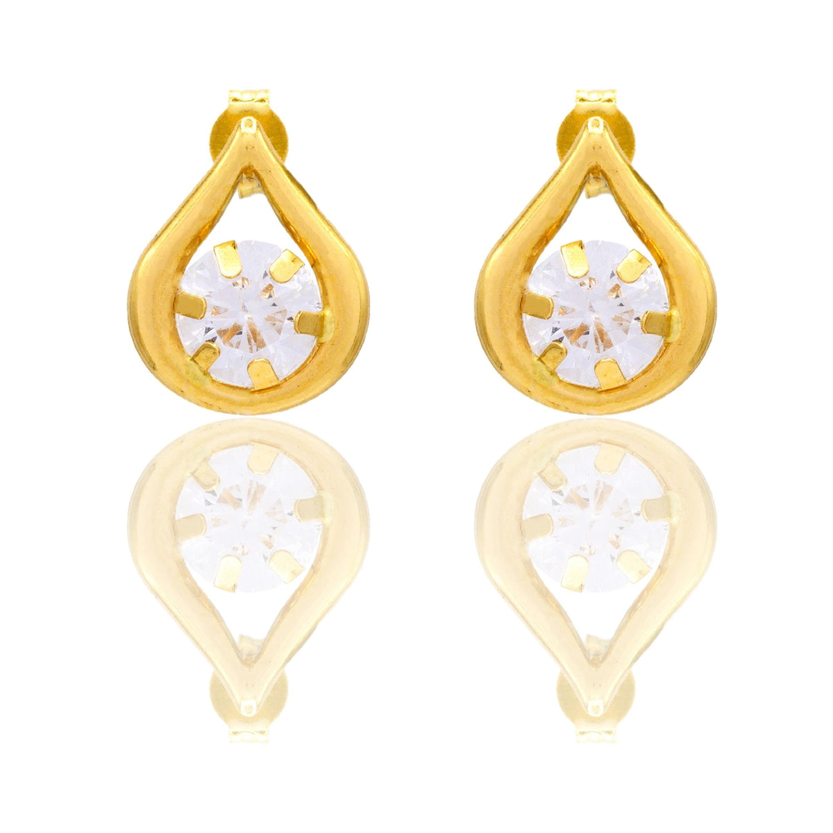 Orecchini Oro Giallo Oro 18 carati Punto Luce Contorno Goccia Zircone Bianco