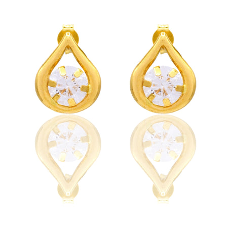 Orecchini Oro Giallo Oro 18 carati Punto Luce Contorno Goccia Zircone Bianco