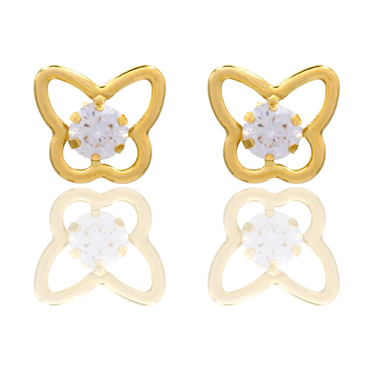 Orecchini Oro Giallo Oro 18 carati Punto Luce Contorno Farfalla Zircone Bianco
