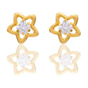 Orecchini Oro Giallo Oro 18 carati Punto Luce Contorno Stella Zircone Bianco