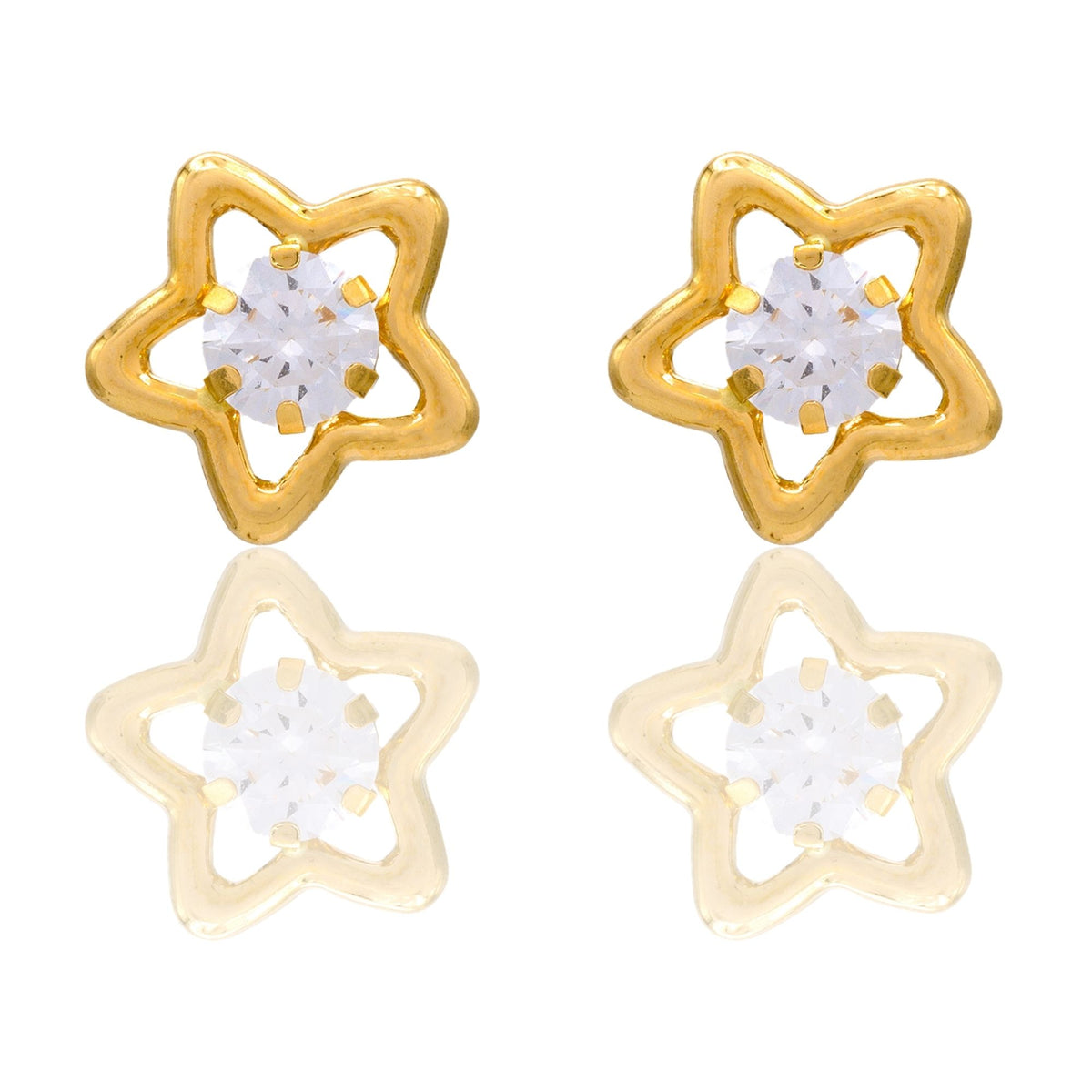 Orecchini Oro Giallo Oro 18 carati Punto Luce Contorno Stella Zircone Bianco