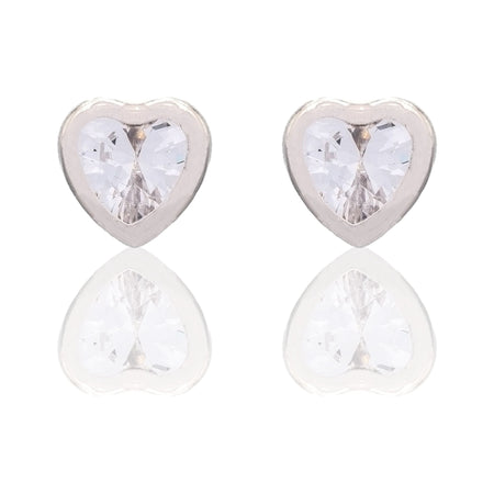 Orecchini Oro Bianco Oro 18 carati Punto Luce Cuore Zircone Bianco