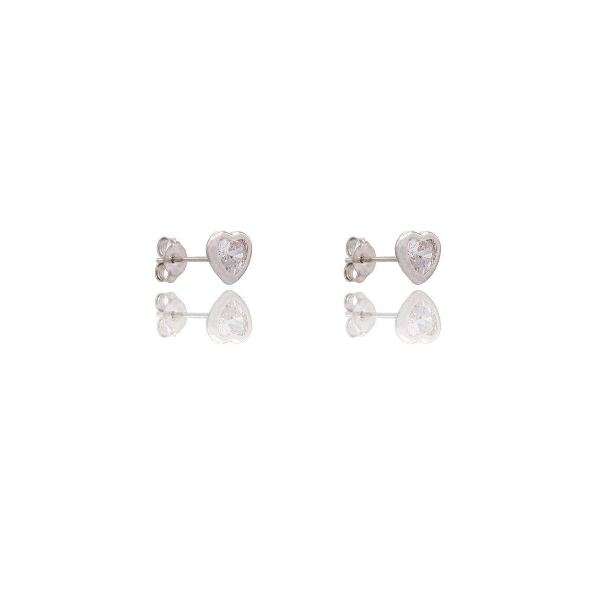 Orecchini Oro Bianco Oro 18 carati Punto luce cuore Zircone Bianco CM.0,40