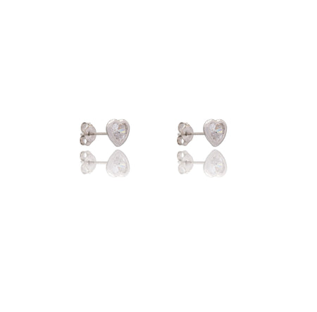 Orecchini Oro Bianco Oro 18 carati Punto luce cuore Zircone Bianco CM.0,40