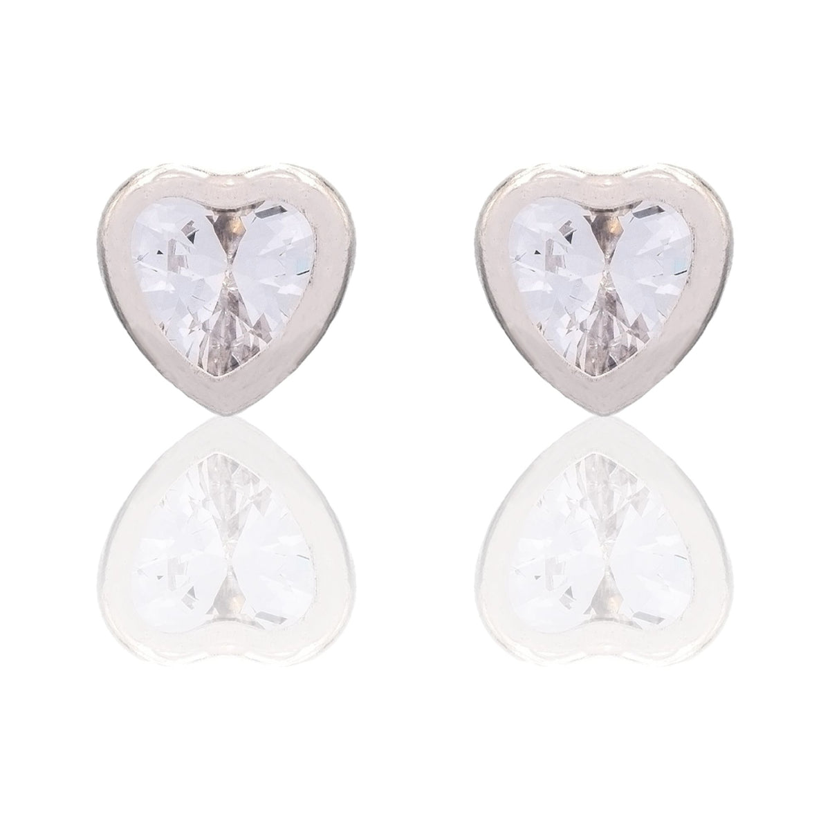 Orecchini Oro Bianco Oro 18 carati Punto luce cuore Zircone Bianco CM.0,60