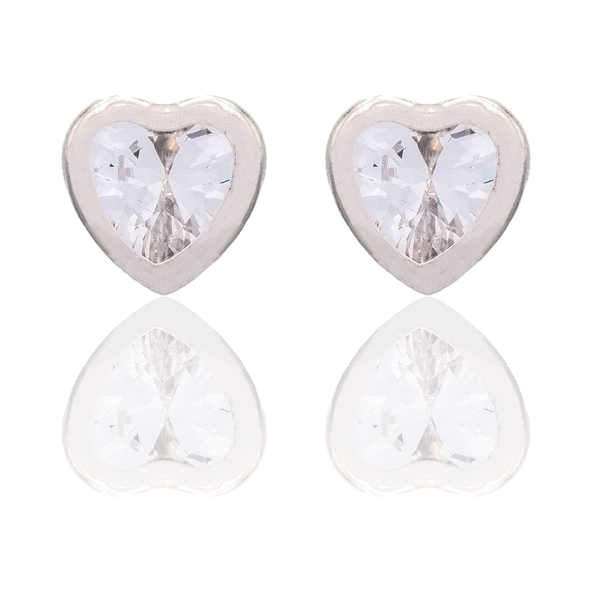 Orecchini Oro Bianco Oro 18 carati Punto luce cuore Zircone Bianco