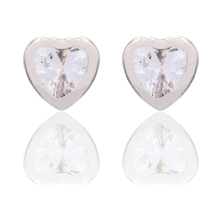 Orecchini Oro Bianco Oro 18 carati Punto luce cuore Zircone Bianco