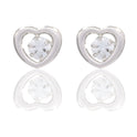 Orecchini Oro Bianco Oro 18 carati Punto Luce  Contorno Cuore  Zircone Bianco